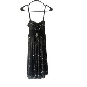 Rockin Town Y2k 2000s Size Small Sequin Whymsical Feather Mini Going Out Dress